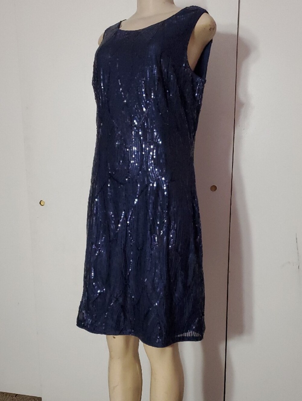 Grace Karin Navy Blue Sequin Sleeveless Midi Dress - Picture 4 of 9
